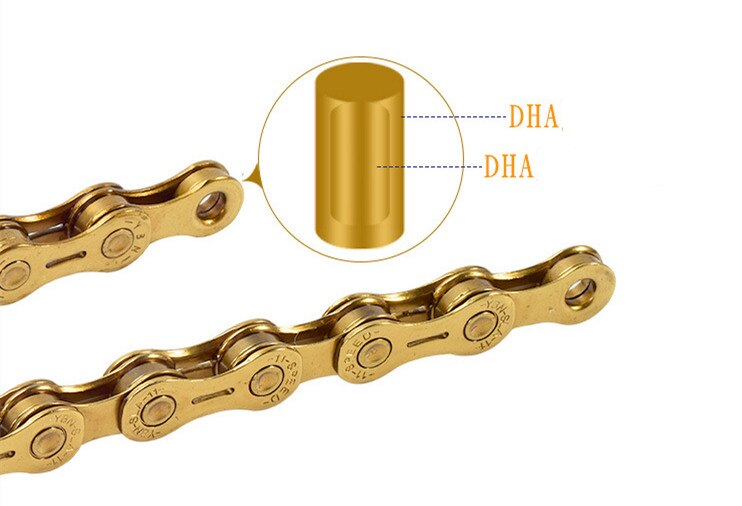 Ybn gouden ketting mountainbike xc racefiets 10/11 speed ultralichte ketting voor mtb 10 11 speed ketting gouden reductie onderdelen