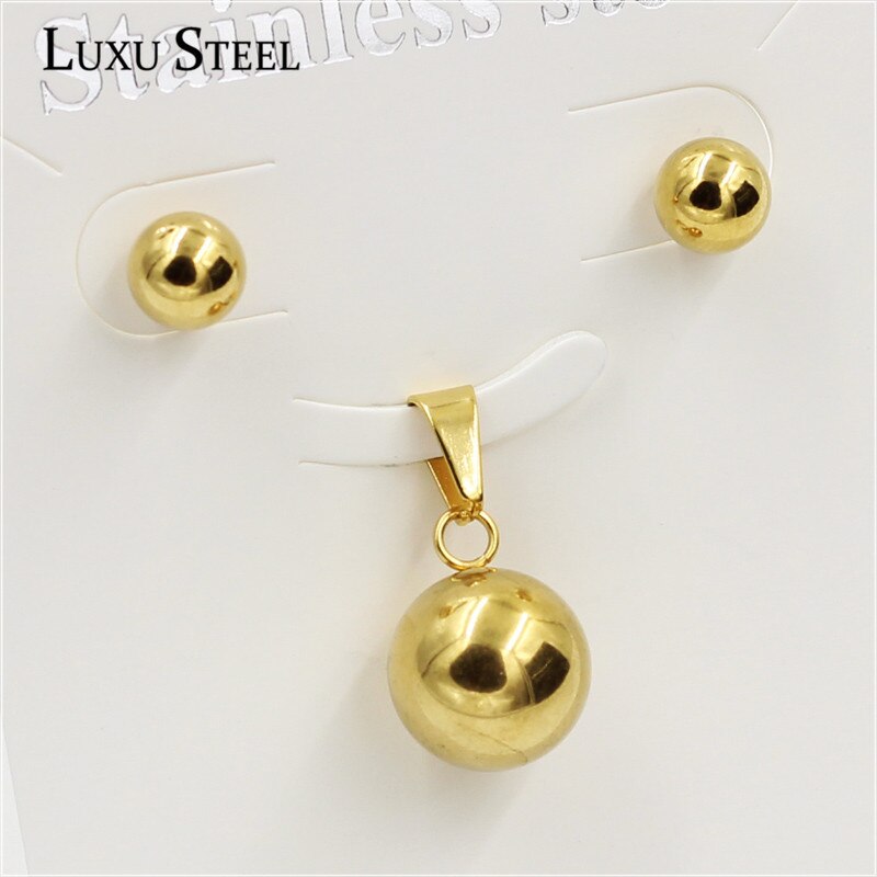 Luxusteel Inoxidable Ronde Bal Hanger Ketting Oorbellen Brinco Mujer Accessoires Gratis Kettingen Ketting En Oorbellen Sets