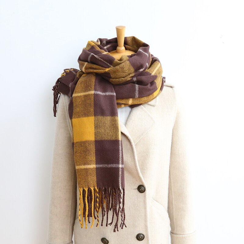 Bufanda de clásica para hombre y mujer, pañuelo de invierno a cuadros escoceses, cálido, informal, a la , de imitación de Cachemira, novedad de: 3