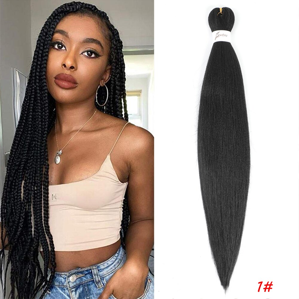 Pre Stretched Braiding Hair Soft Yaki Straight Synthetic Extensions Crochet Braids SOKU Synthetic Braiding Hair For Braids Twist: #1 / 4Pcs/Lot