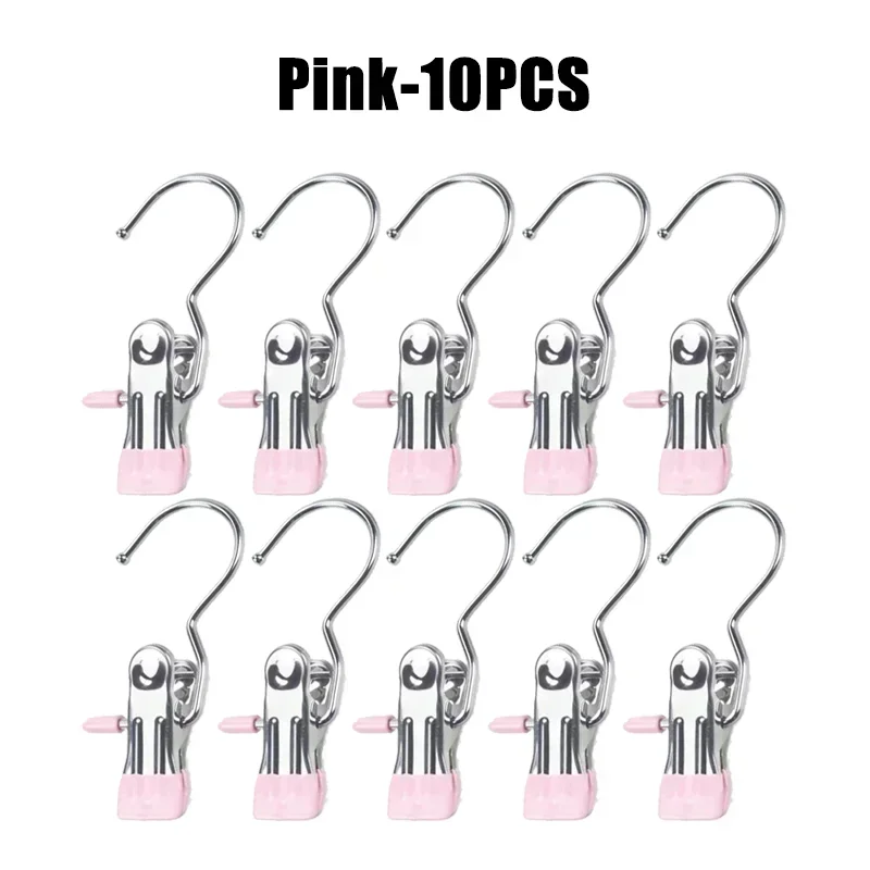 10-100pcs Stainless Steel Clothespins Laundry Clothes Pegs Hook Portable Hanging Clothes Clip Wardrobe Clothes Organizer Hanger: Ivory