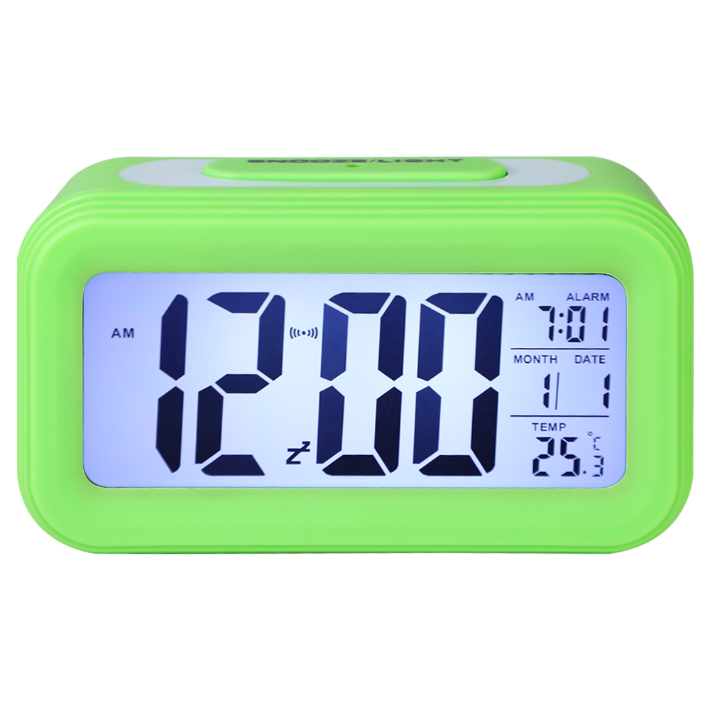 Spiegel Wecker LED Digital Anzeige Elektronische Zeit Temperatur Kalender Tisch Wecker USB Ladung Schüler Schreibtisch Uhren: Grün 13.6X4.6X7.5cm
