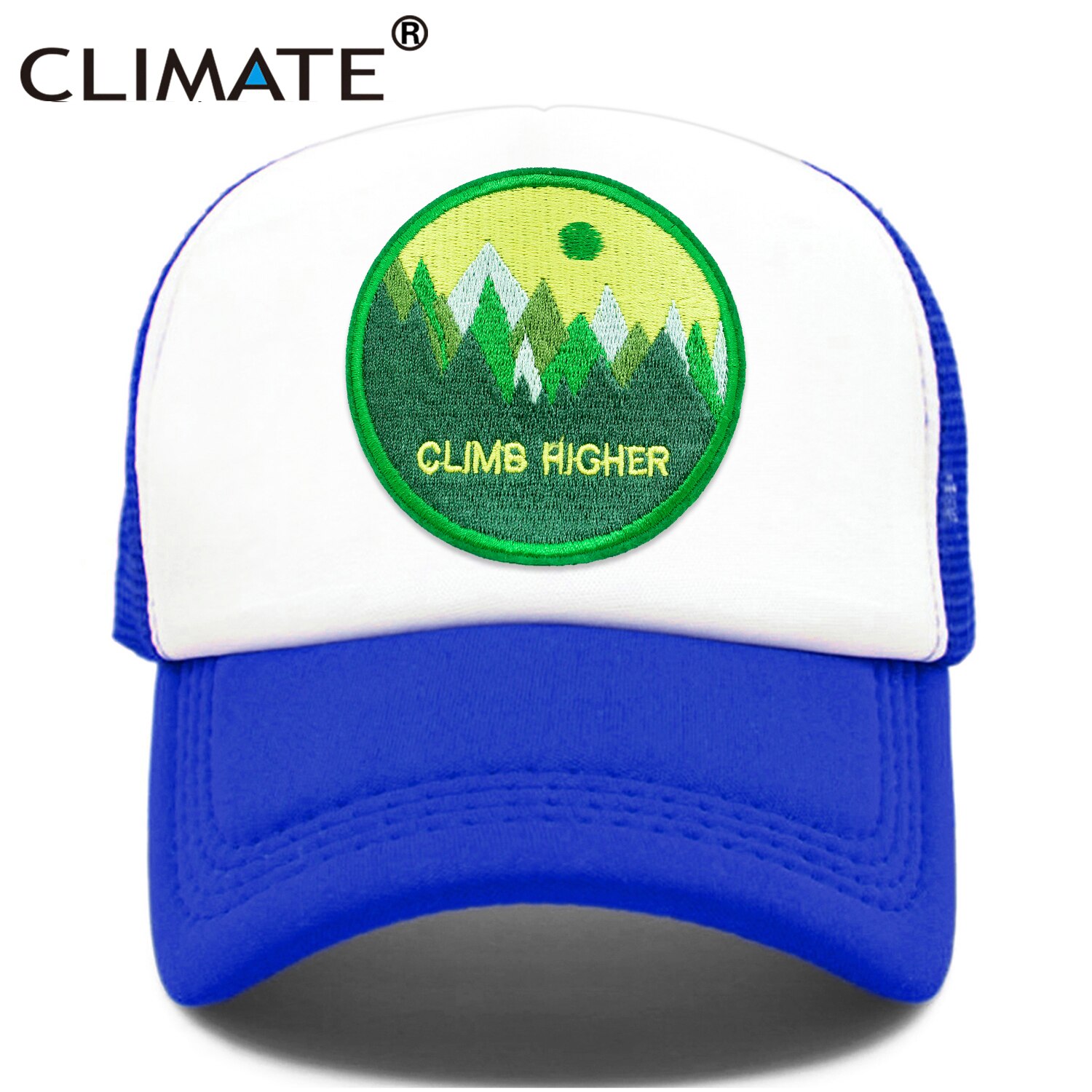 CLIMATE CLIMB HIGH Cap Climber Outdoor Sport Trucker Cap Green Outdoors Forest Hat Cap Cool Summer Mesh Cap for Men Women: Blue Cap