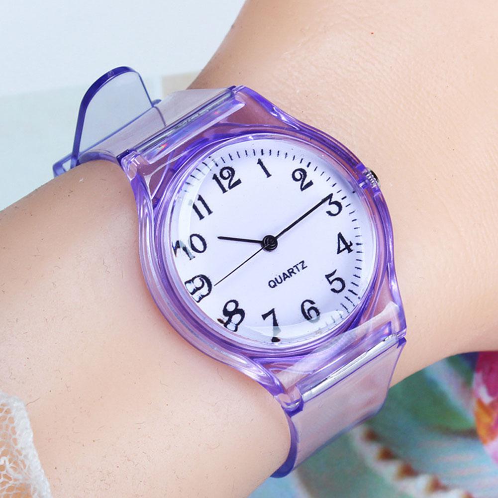 Lintimes dames heren liefhebbers horloges transparante snoepkleurige plastic band casual quartz horloges