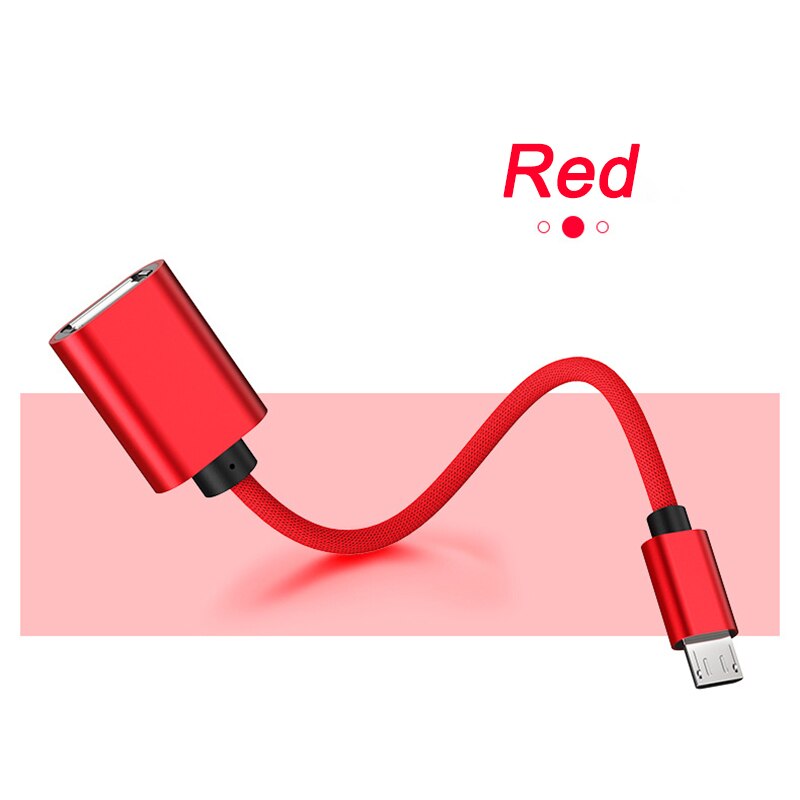OTG Micro USB câble Micro USB mâle vers USB 2.0 femelle adaptateur pour Samsung Huawei Android téléphone lecteur Flash clavier tressé cordon: Rouge