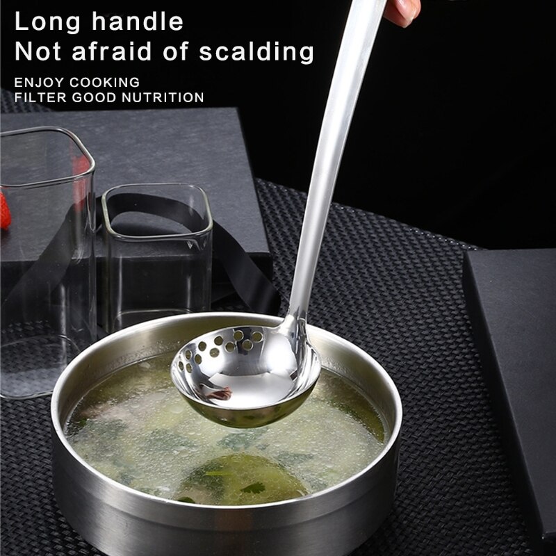 Passoire à Double usage en acier inoxydable 896A 201, cuillère à soupe de cuisine, casserole chaude, ustensiles de cuisine à Long manche suspendu