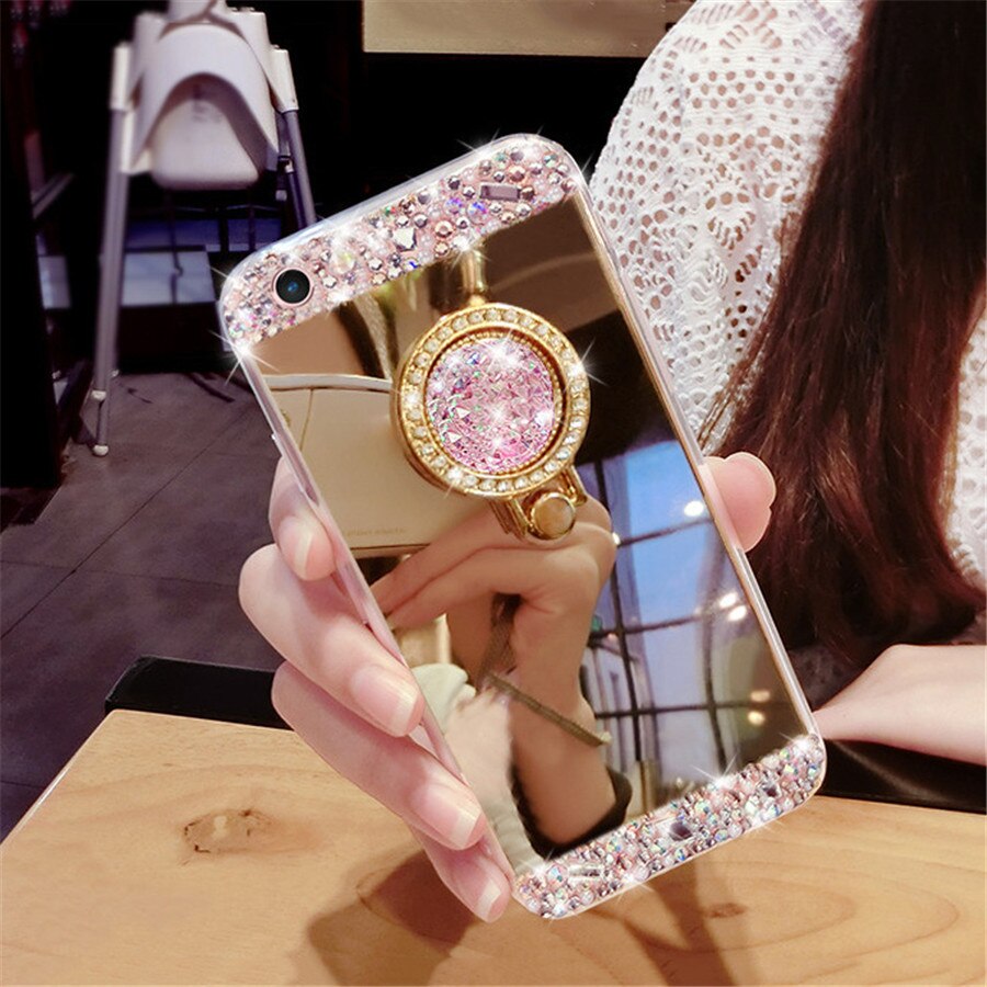 Funda para Samsung Galaxy A3, A5, A7, , funda con anillo de oso de diamantes de imitación brillantes, carcasa para teléfono Samsung A320, A520, A720: For A720 A7 2017 / gold jewel glitter