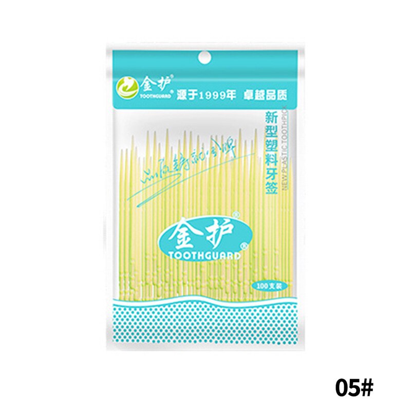 100pcs 6.3Cm Double-headed Dental Brush Floss Interdental Toothpick Teeth Sticks Tooth Clean Oral Care Interdental Brush: 05