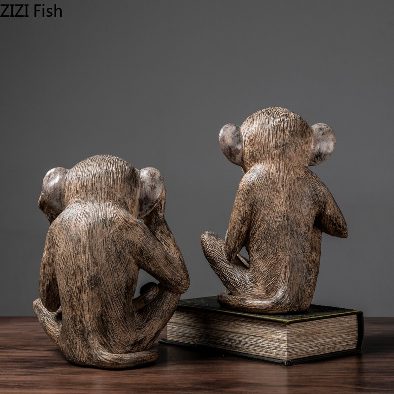 Europees ziet niet, zeg niet kunsthars aap ornamenten huis woonkamer knutselen kantoor decoratie