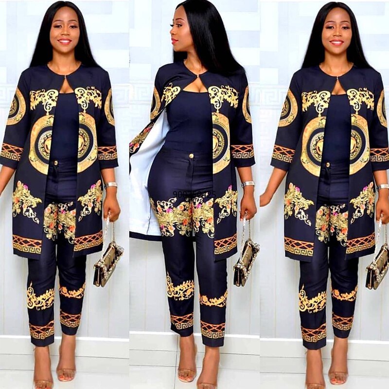 Printed Costume Dashiki African Clothes For Women Party European Clothing Ladies Robe Africaine Two Piece Set