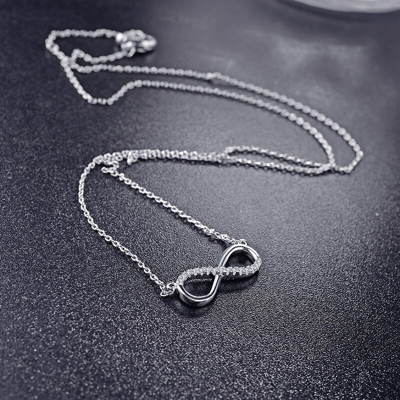 Negro Awn COLLAR COLGANTE de joyería de plata 925 para mujer enlace cadena Zircon bien suerte 8 China