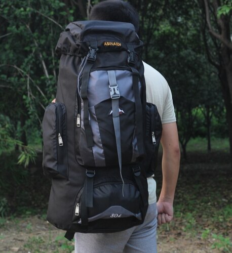 80 Liter Grote Zak Mannelijke Grote Capaciteit Camping Rugzak Rugzak Outdoor Wandelen Tas Licht Waterdichte Rugzak: Black