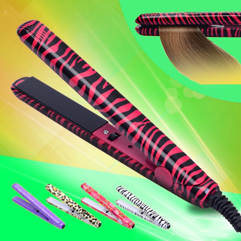 Hairstyling Mini Portable Ceramic Flat Zebra Hair Straightener Irons Styling Tools Waves Irons EU Plug With