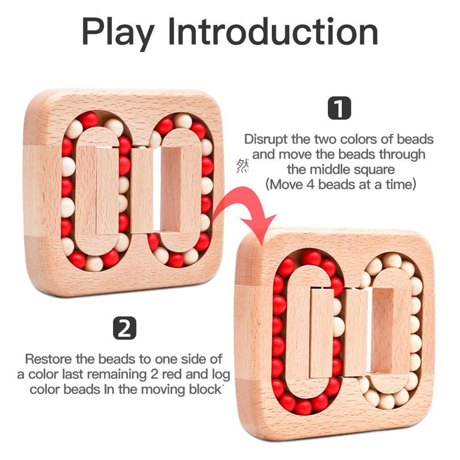 Children Brain Teaser KongMing Lock Puzzle Slide Bead Ball Wooden Interlocking Game Relieve Stress Decode Intelligence Toys