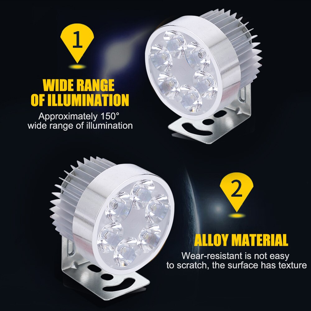 Universal LED Motorcycle Headlight 12V-90V 6 LED Light 6000K Waterproof Headlamp Front Light Bulbs For Motor Head Light