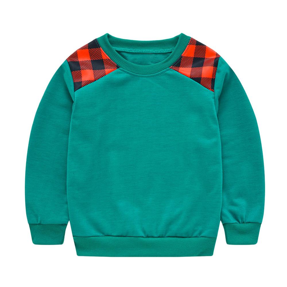 Ragazzi Camicette Camicetta Delle Ragazze Dei Bambini Del Manicotto Lungo Rotondo Classico Plaid Decoratio Plaid Stampa T-Shirt Блузка 12M-6Y Blusas