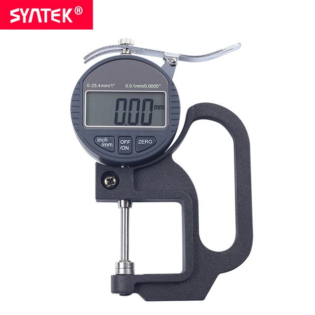 Syntek 0.5 &quot;1&quot; Elektronische Digitale Diktemeter 0.01/0.001mm Micron Dikte Indicator Digitale Platte Kop Dikte meter CE: 0.01mm 0-25.4mm