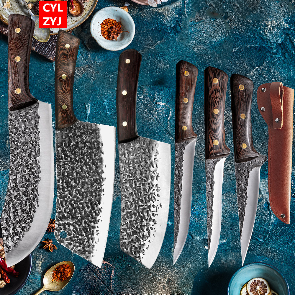 Forged Boning Knife Handmade Kitchen Knife Set Stainless Steel Fishing Butcher Meat Fish Sushi Knife Fruit Vegetables Knives