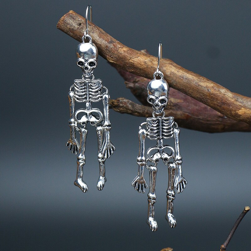 Halloween Oorbellen Schedel Skelet Ear Festival Thema Lichtmetalen Dark Punk Oor Sieraden Cadeau Voor Meisjes 1.8*7.2cm Tt @ 88