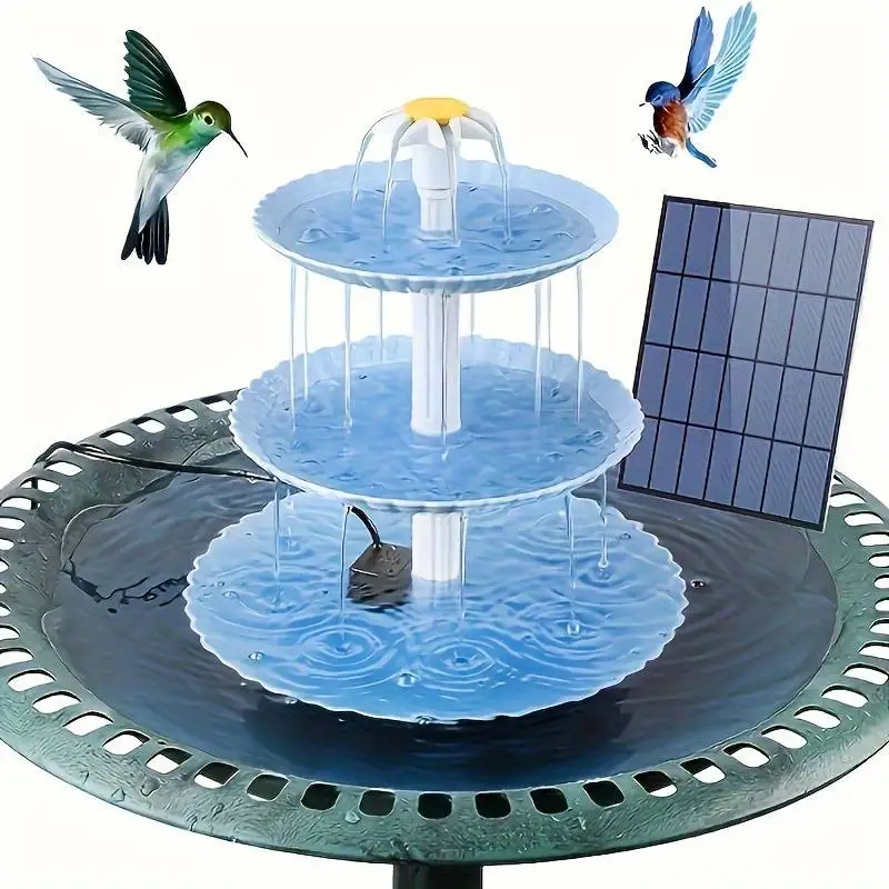 Solar Bird Bath Waterfontein Afneembare DIY Waterlandschapsarchitectuur Fontein Voor Vogelbaden Tuindecoratie, Outdoor Bird Feeder: Sky Blue