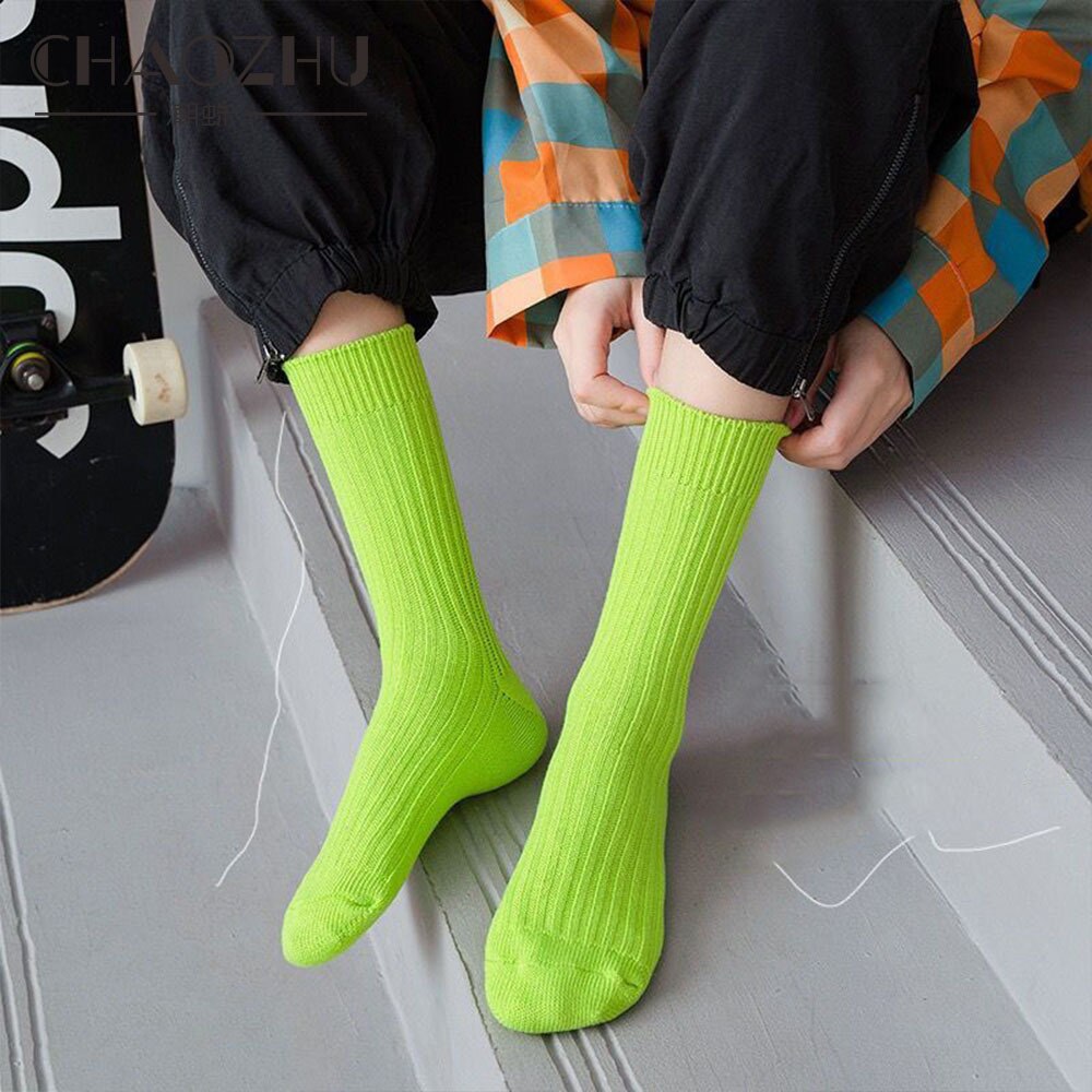 CHAOZHU-Calcetines fluorescentes de neón para mujer, medias de estilo Hip Hop para nocturna, Unisex