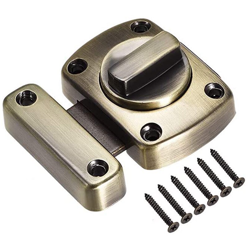 Swivel Bolt Latch, 1.5-Inch Zinc Alloy Security Door Sliding Lock, 2 Bronze Parts