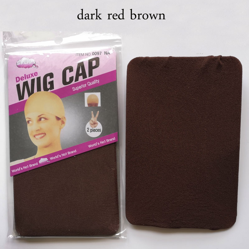 Gorro de malla elástica para peluca, malla tejida a la , color negro, marrón, Beige, malla para el pelo, 30 unidades (15 bolsas): dark red brown 30pcs