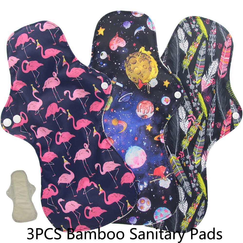 Compresas menstruales de carbón de bambú reutilizables, compresas sanitarias de flujo pesado, lavables, para uso nocturno, Extra grandes, 2 uds.: 454852