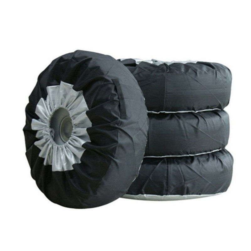 4PCS Universal Car Spare Wheel Tire Tyre Cover 210D Oxford Cloth Wheel Soft Bag Protector SUV Tire Cover