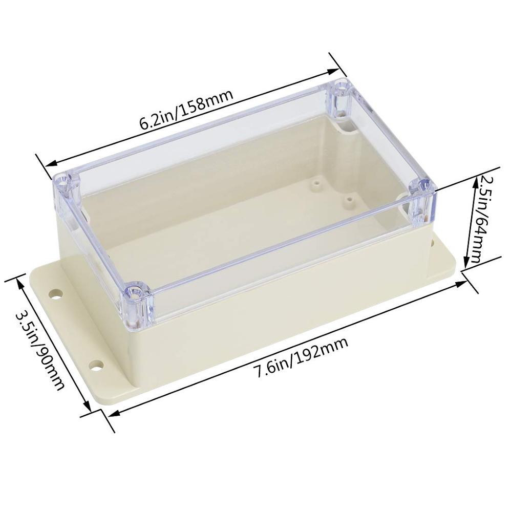 Vattentät abs plastlåda kapsling elektrisk projektlåda transparent låda svart anslutning kopplingsdosfodral hölje 158 x 90 x 60: Transparent w fläns