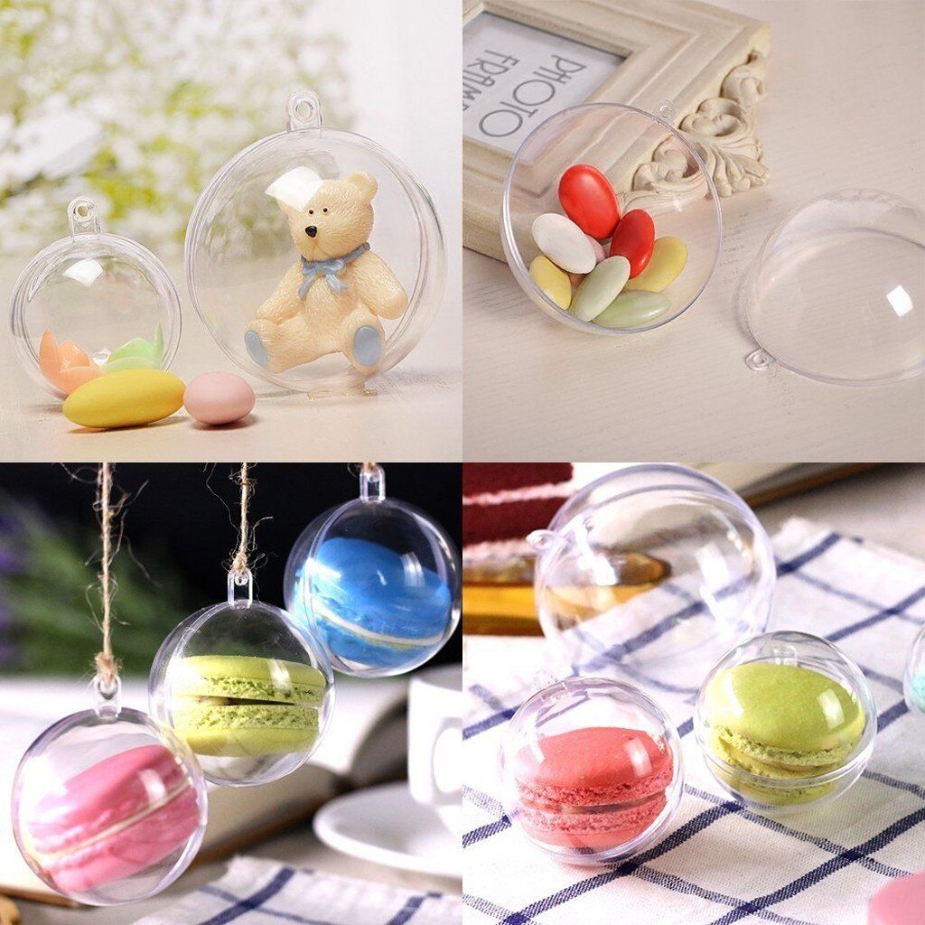 5pcs Clear Plastic Kerstballen Kerstballen Bol Invulbare Xmas Tree Ornament