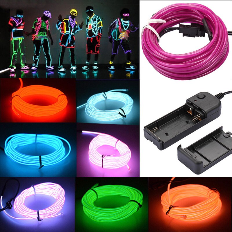 Cable de alambre LED de neón para de baile de Navidad, luz luminosa para decoración de coche, Rave, 1m/3m, novedad