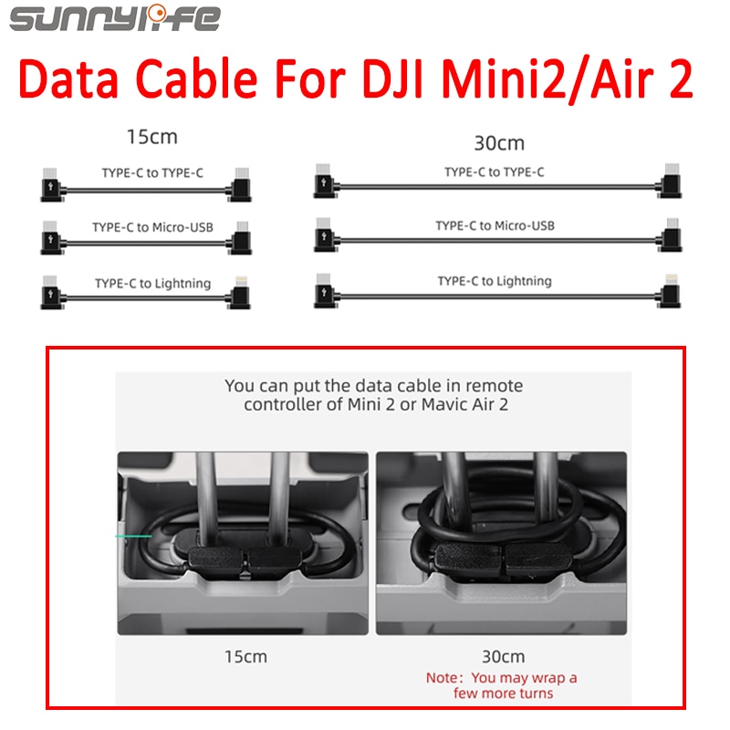 1M DJI Mini 2/Air 2 Drone Remote Controller Data Connected Cable Line Wire Phone Iphone/Tablet TYPE-C IOS For DJI Mavic Drone Ac