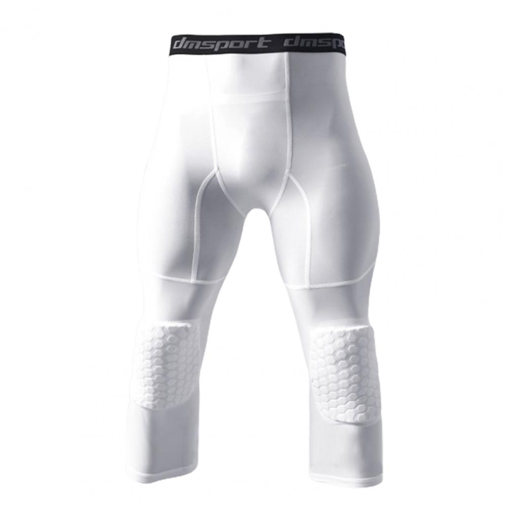 Durable Workout Leggings with Knee Pads Breathable Compression Pants Youth Boys Basketball Compression Pants: 4G / WHITE