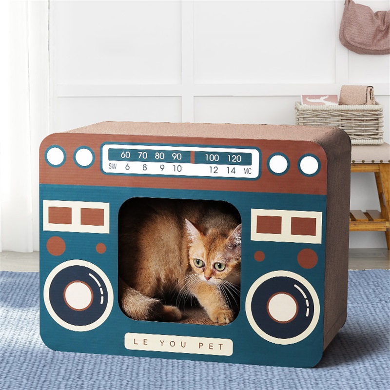 Planche à gratter Radio TV rétro pour chat, papier ondulé Vertical amusant, maison pour chaton, meubles résistants à l&#39;usure et aux morsures, articles pour animaux de compagnie