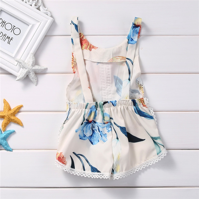 mameluco bebé floral verano Cute Sunsuits suelta pierna espalda descubierta monos sin mangas de algodón Backless trajes