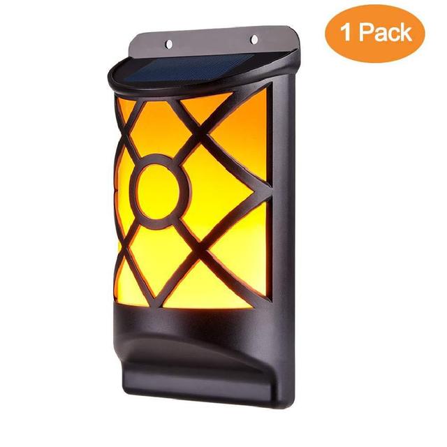 Buitendecoratielamp op zonne-energie, wandlamp op zonne-energie,  ip65 flikkerende vlam, led-nachtlampjes op zonne-energie 66 zaklamp met wit licht, waterdicht.: 1 stuk