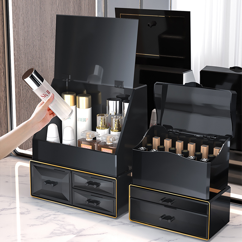 Joybos Makeup Organizer Box Acrylic DIY Makeup Organizer Storage Drawer Cosmetic Containers Dustproof Large Capacity Storage Box