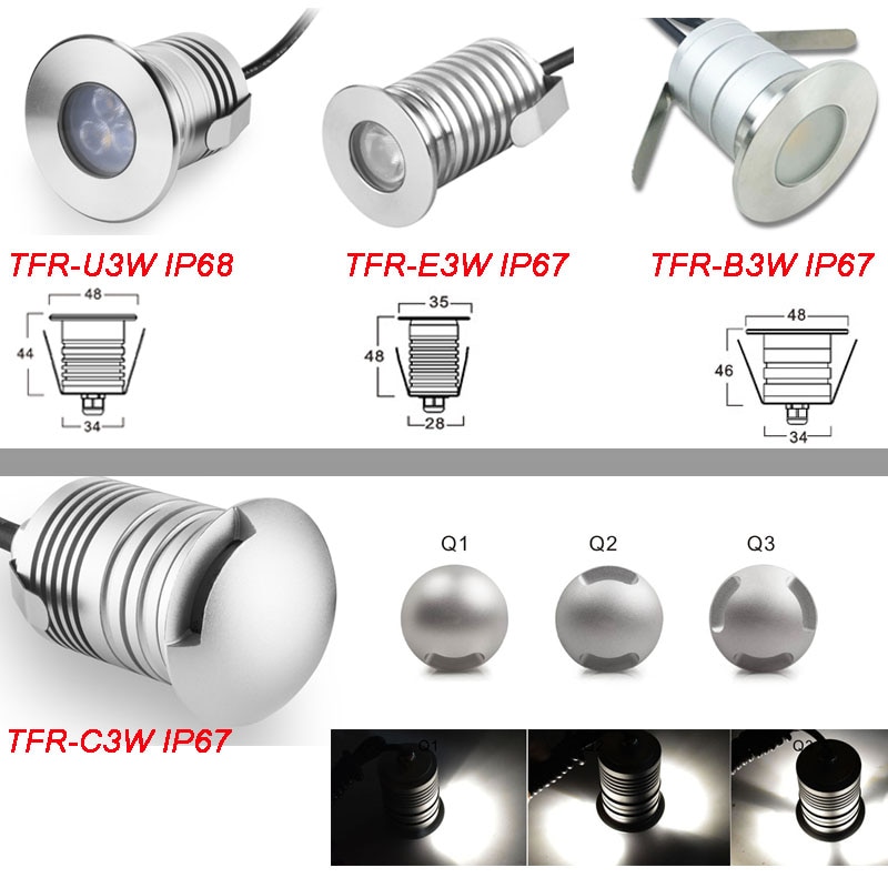 IP67 IP68 3W 12V-24V Underground Spotlight Mini CREE COB Sauna Swimming Pool Lamp LED Floor Outdoor Garden Downlight Lighting