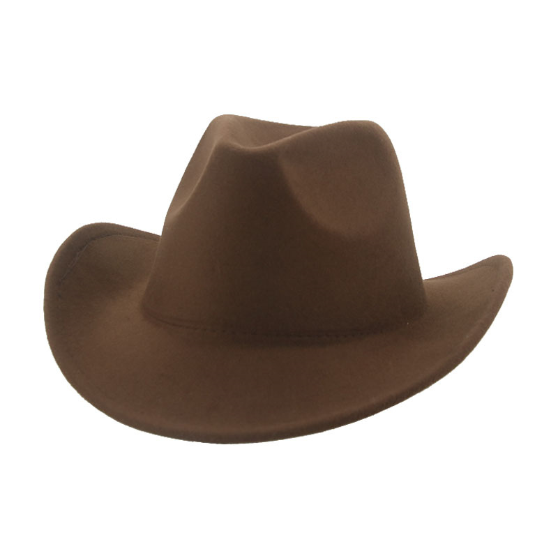 Fedoras-Sombrero de vaquero para hombre y mujer, sombrero de Cowboy, Panamá, Occidental, color Camel sólido, negro, fieltro, novedad, Invierno: coffee