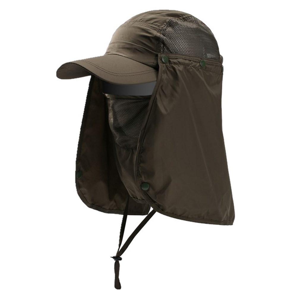 Gorra de pesca para deportes al aire libre, visera para senderismo, protector UV, cubierta para el cuello y la cara, gorra de protección solar para pesca: Verde militar