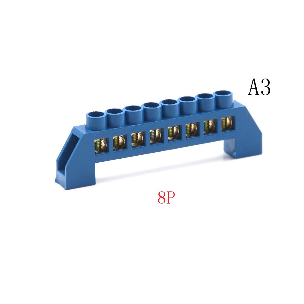 Blue 4/6/8/10/12 Positions Screw Terminal Block Connector Strip Electrical Distribution Wire Screw Terminal Brass Ground Bar: 8P
