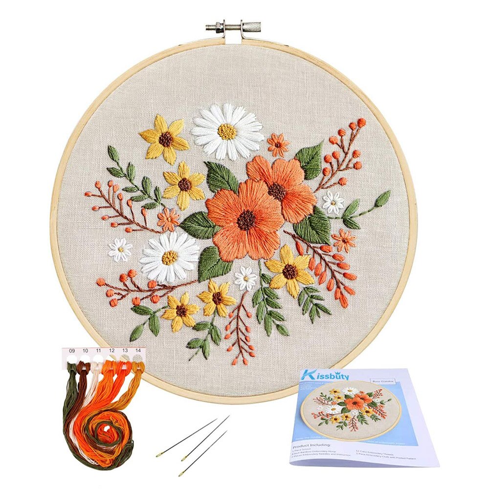 Beginner Flower Embroidery Kit Bag Painting Crafts DIY Material Kits Punch Needle Handmade Needlework Kit Home Wall Decor