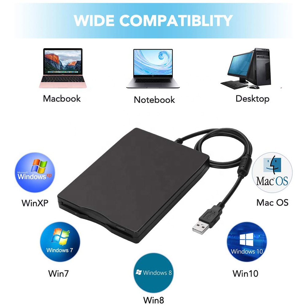 Unidade de leitor de disquete USB 3.5 externo portátil 1.44 MB FDD Diskette Drive para Windows 7 8 2000 XP Vista PC Laptop Desktop