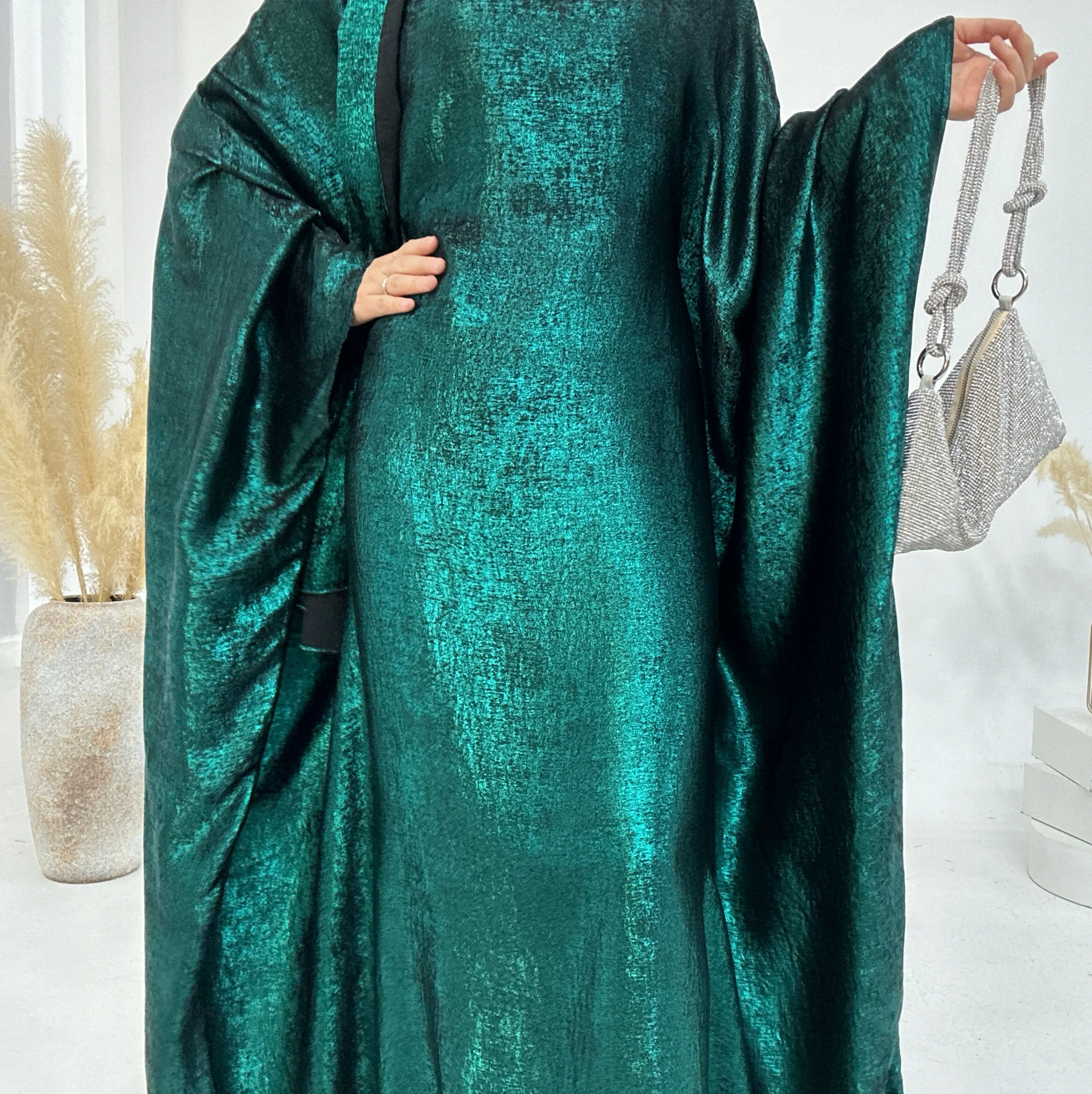 2025 luxo dubai abayas para mulheres vestido muçulmano brilhante djellaba ramadan kaftan jalabiya árabe robe kebaya caftan marocain femme: S / Creme