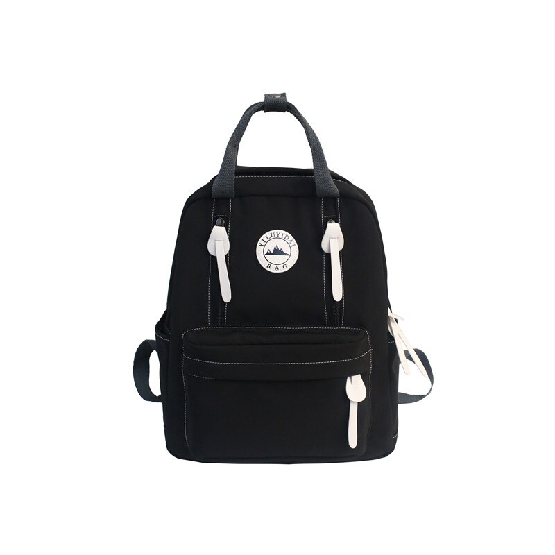 DCIMOR Waterdichte nylon Vrouwen Rugzak Vrouwelijke Ring gesp Rugzak voor tienermeisjes Schooltas Verticale rits Mochila: black