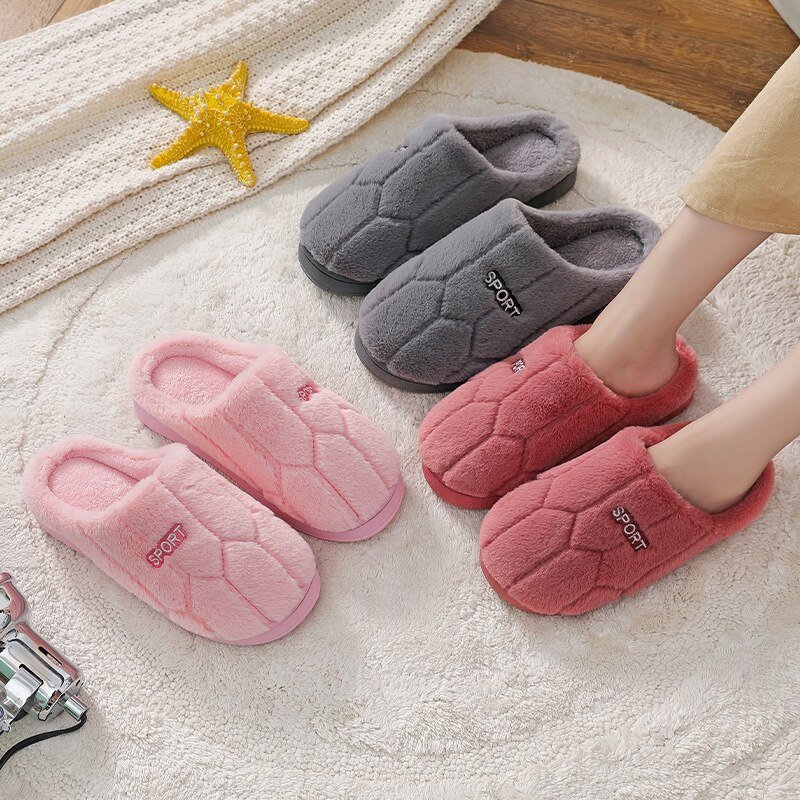 Winter Women Warm Home Shoe Plush Slippers Couples Warm Non-slip Floor House Slippers Soft Indoor Shoes For Man Floor Slides
