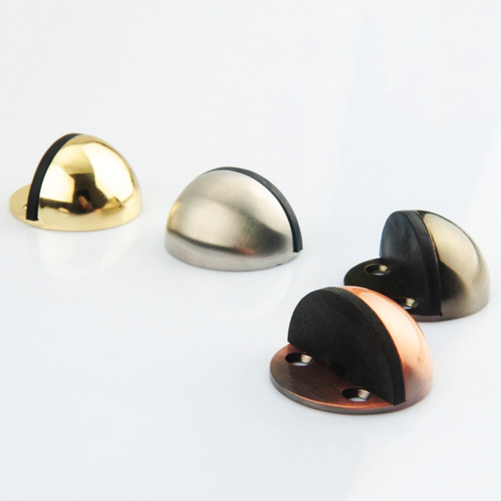 4Pcs Metal Oval Half Moon Door Stopper Wood Door Holder Floor-mounted Door Stops Rubber Interior Holder Home