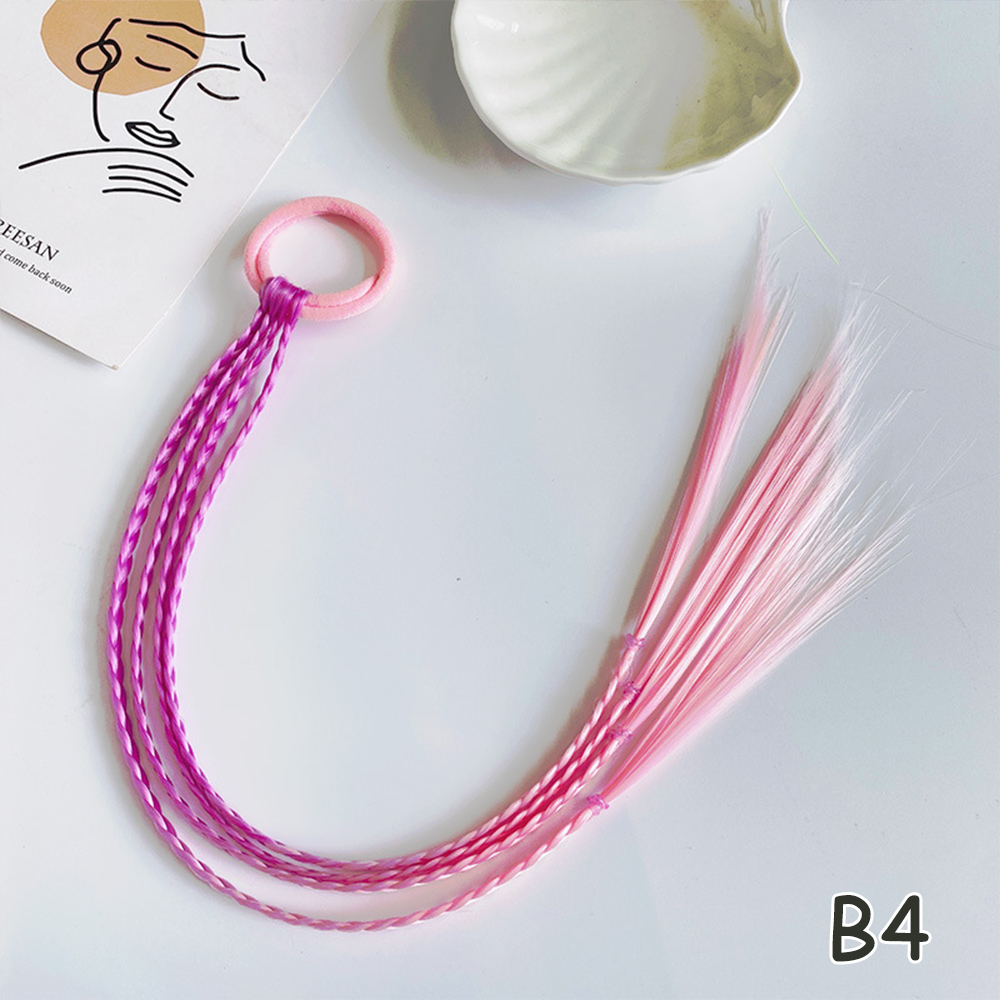 Extensiones de cabello con trenzas coloridas sintéticas con bandas de goma, coleta trenzada de arcoíris, accesorios para el cabello para niñas: P1B/30