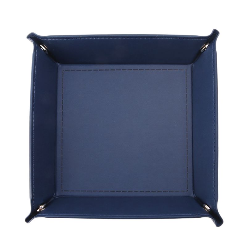 Faltbare Desktop Storage Box PU Leder Viereck Tablett DND Würfel Schlüssel Münze Box Whosale &